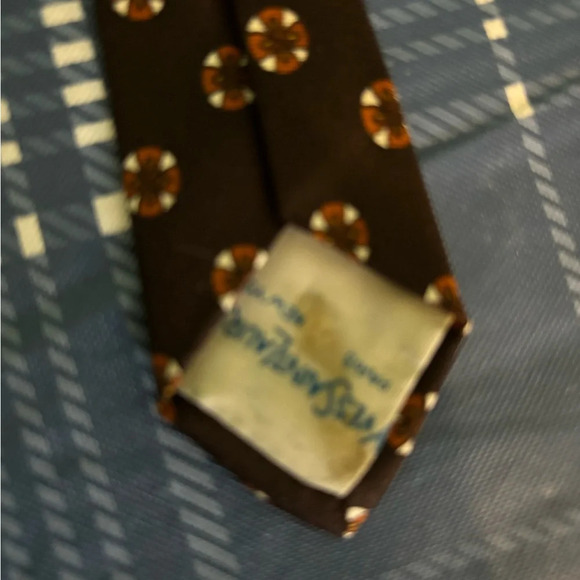 Vintage Yves Saint Laurent Mens Silk Tie from Natlesons Brown Orange - Picture 6 of 7